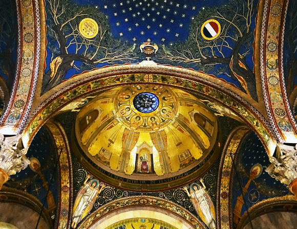 Ceiling inside church at Garden of Garden of Gethsemane Israel