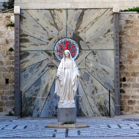 Statue of St. Mary at Church of the Annunciation Nazareth Israel